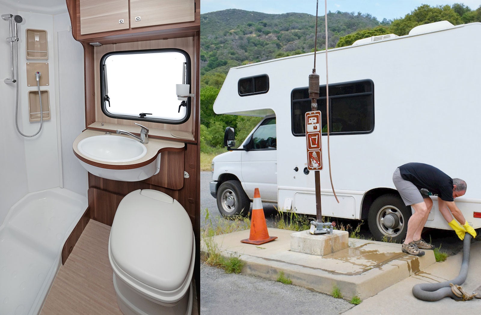 Portable RV/camper toilet and holding tank setup in New Bern, North Carolina